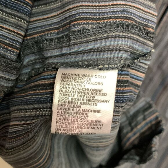 Tommy Bahama Blue Gray Stripe Silk Short Sleeve Button Front Hawaiian Shirt L - Picture 7 of 11